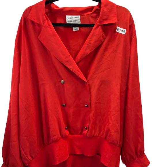 ANDREA GAYLLE WOMEN BLOUSE COLOR RED SIZE 18 LONG SLEEVE - Picture 2 of 12